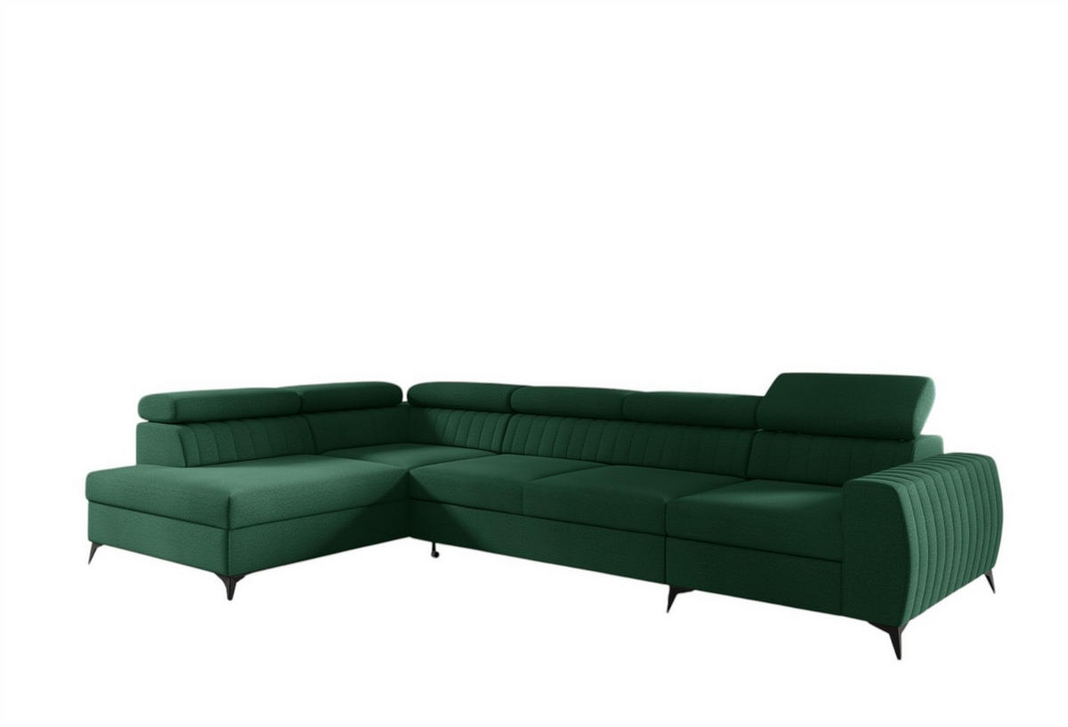ECKSOFA Toronto Xl - Dunkelgrün, Holzwerkstoff/Textil (340/200cm) - Fun Möbel