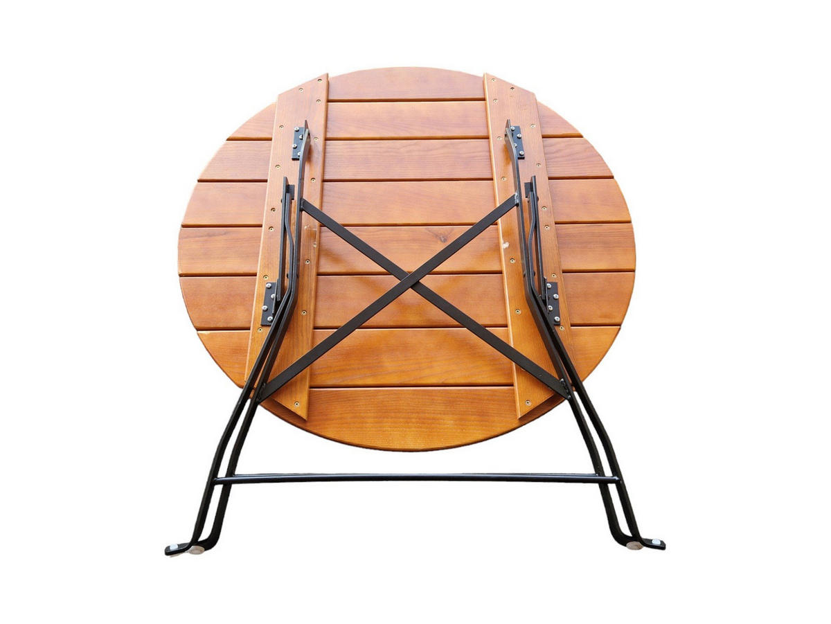 BIERGARTENTISCH BERGTAL 74x90x90cm Ø90cm Klappbar Eschenholz Schwarz/Braun 3 Personen - Braun, Holz (90/90/74cm) - CHEFGASTRO