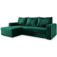 ROHOVÁ SEDAČKA CARL tmavě zelená - šedá/tmavě zelená, dřevo/textil (236/150cm) - MASSENO