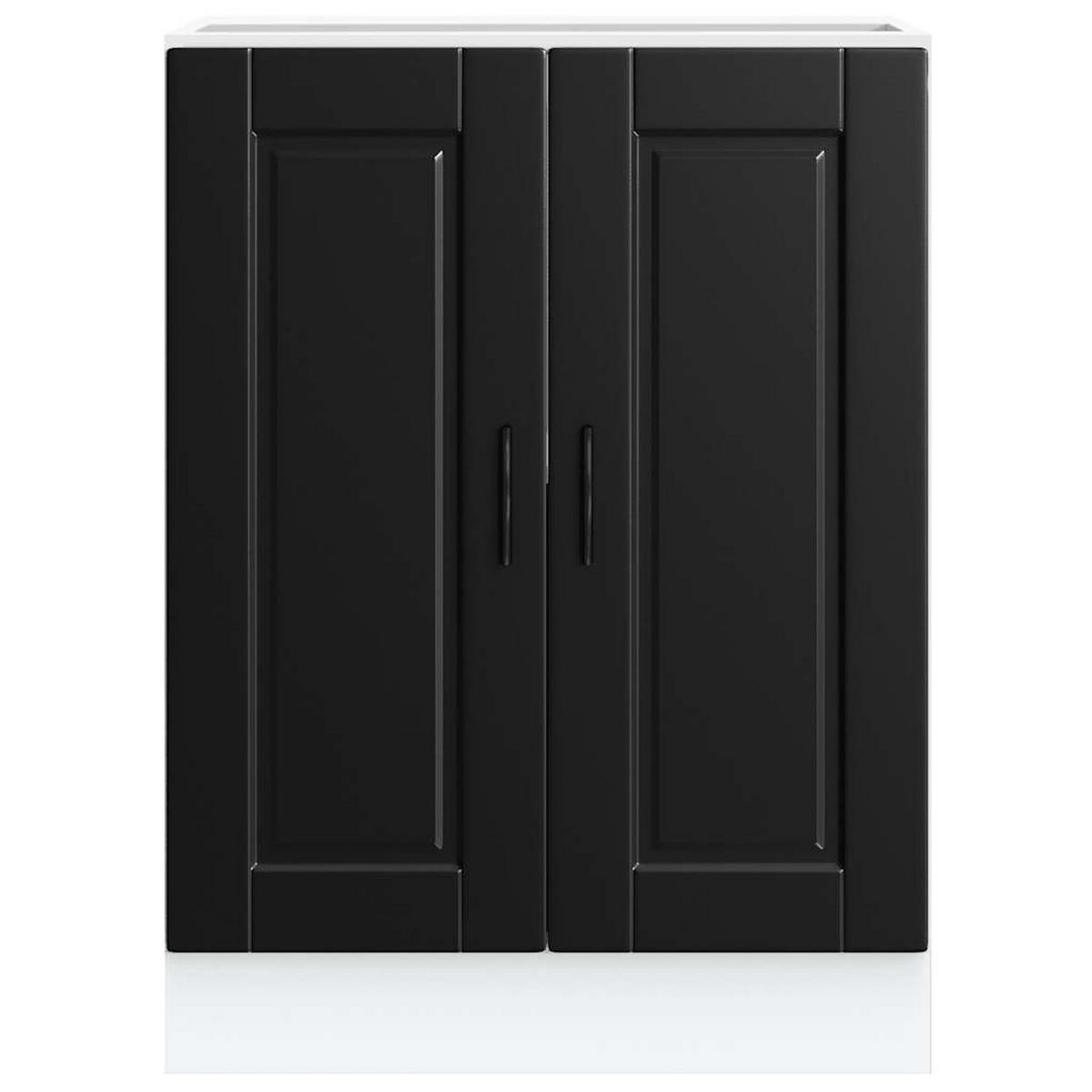 KÜCHENUNTERSCHRANK Porto Schwarz Holzwerkstoff - Schwarz, Holzwerkstoff (46/81.5/60cm) - vidaXL