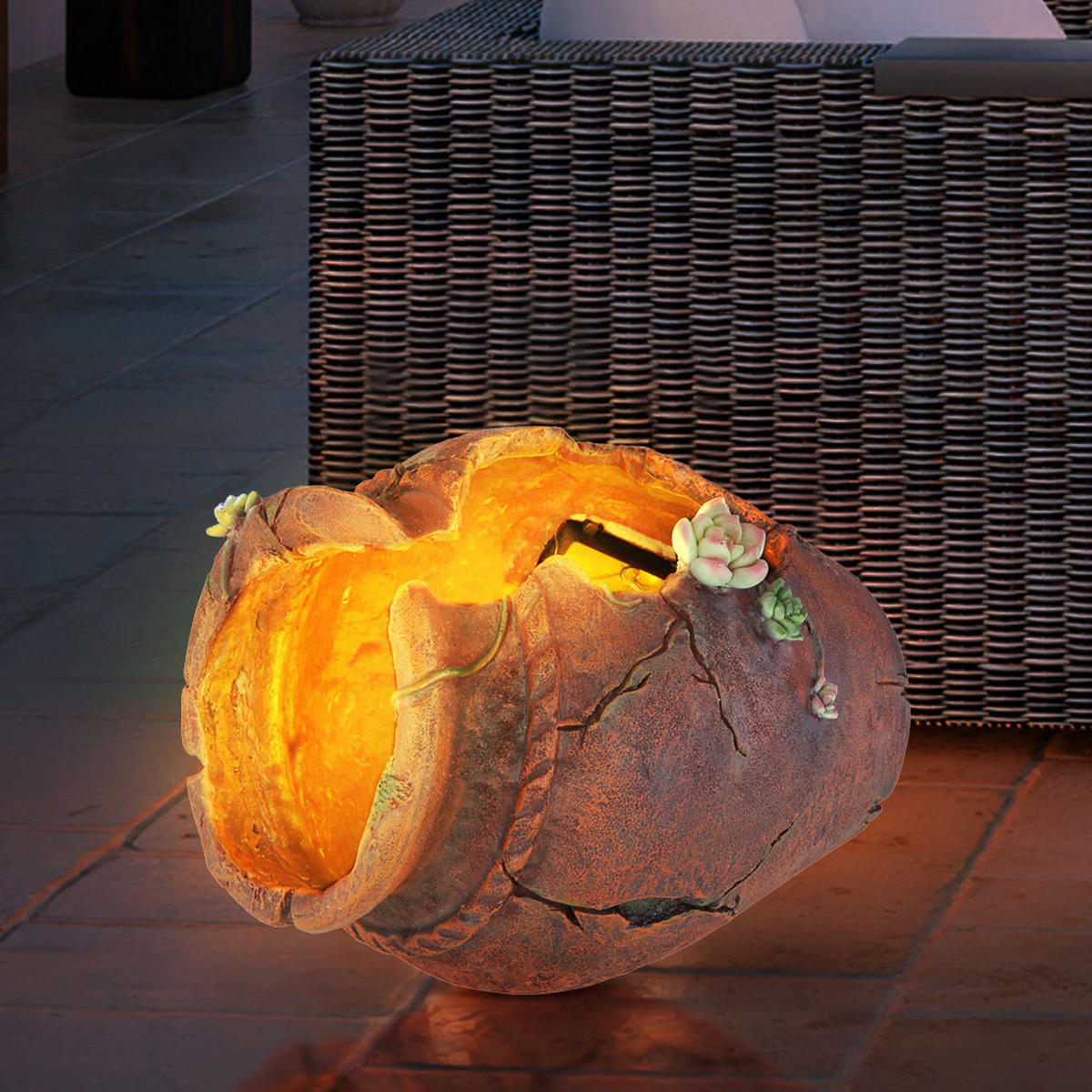 LED AUSSENLEUCHTE Blumentopf Braun - Braun, Kunststoff (27/20.3/20cm) - Globo Lighting