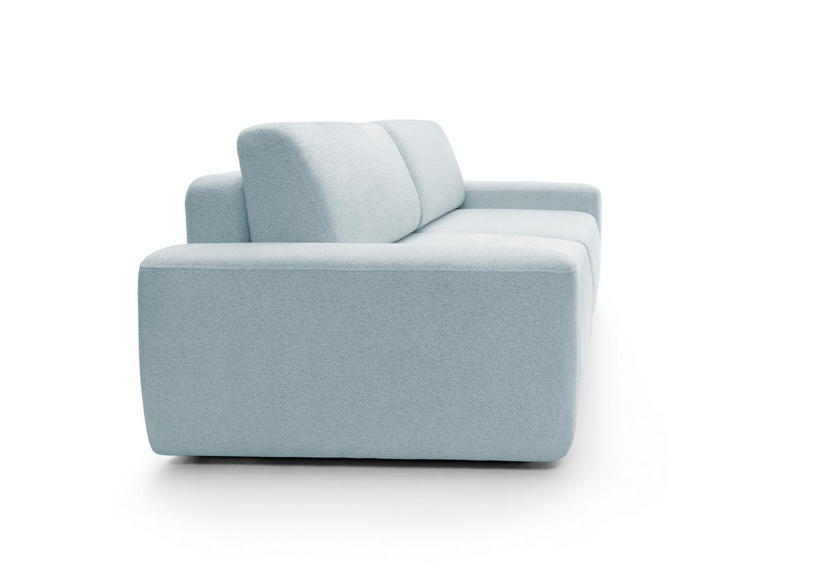 SOFA 4-Sitzer freistehend, Bettzeugcontainer, Polsterung aus PUR-Schaum, Stoff Raven, Schlaffunktion: 120x200 cm, Größe: 257x82x105 cm, Taube - Hellblau, Holz/Textil (257/82/105cm) - DomoHome