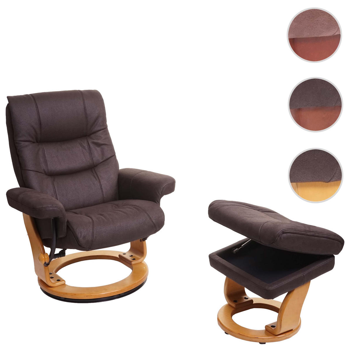 RELAXSESSEL MIT HOCKER Schwarz, Braun - Schwarz/Braun, Textil (81/105/92cm) - MCA