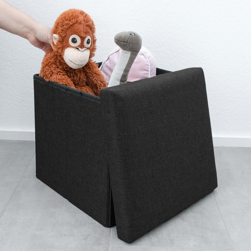 Thumbnail - Intirilife Sitzbox, Schwarz, Textil, 38x38x38 cm, Garderobe, Garderobenbänke