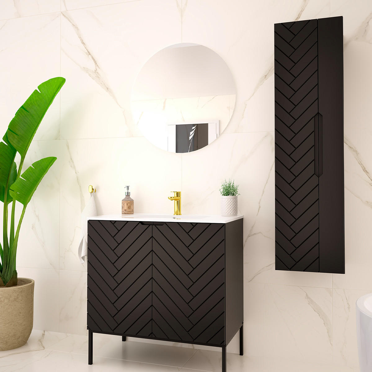 WASCHTISCH 80cm Daria Schwarz - Schwarz, Holzwerkstoff (80/82/45.8cm) - Petits-meubles