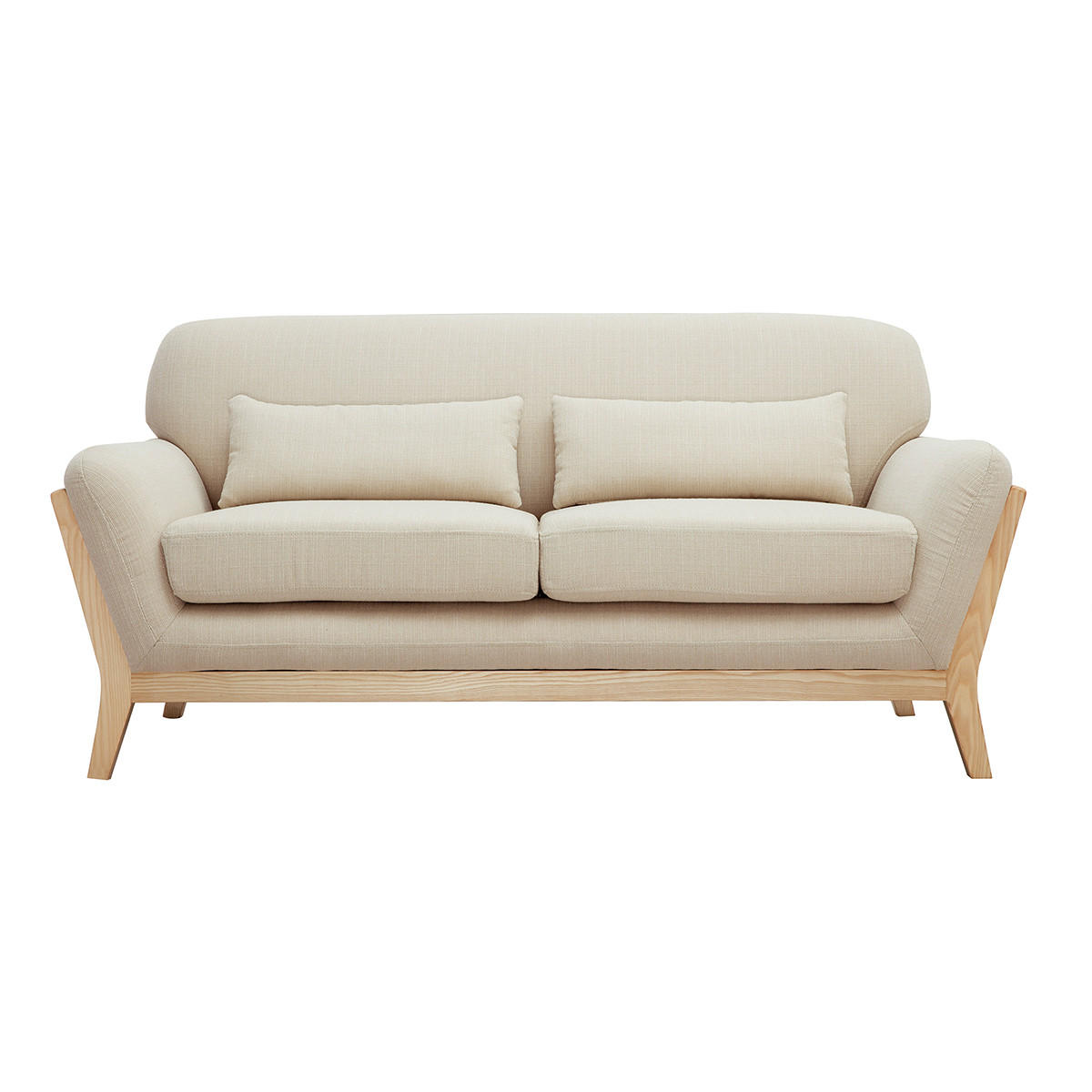 SOFA Skandinavisch 2 Pl?tze Beiger Stoff YOKO - Naturfarben, Textil (85/79/159cm) - Miliboo