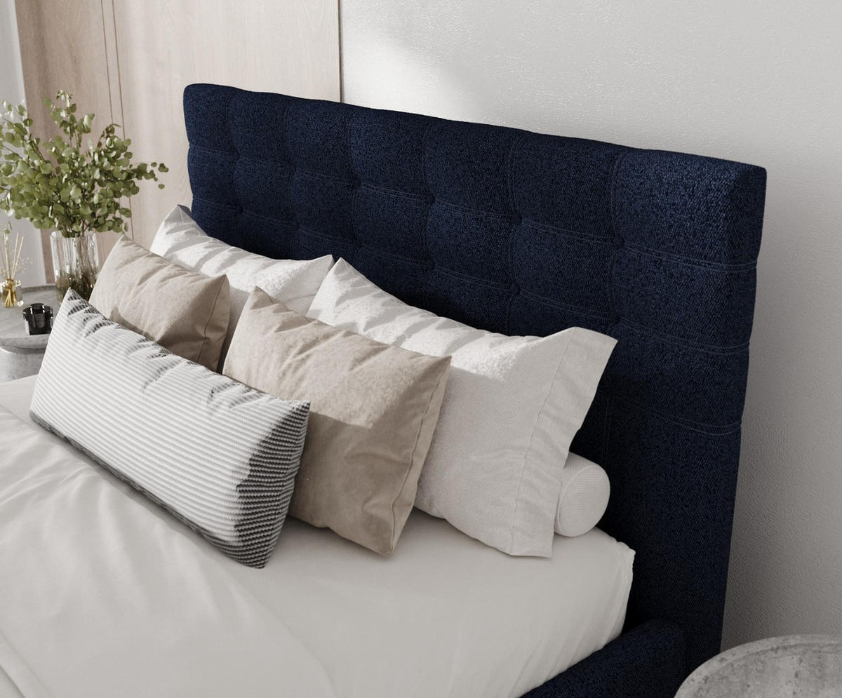 POLSTERBETT Soma 120/200 cm Marineblau im Riva Stoff - Naturfarben/Dunkelblau, Holz/Holzwerkstoff (120/200cm) - AltaBeds