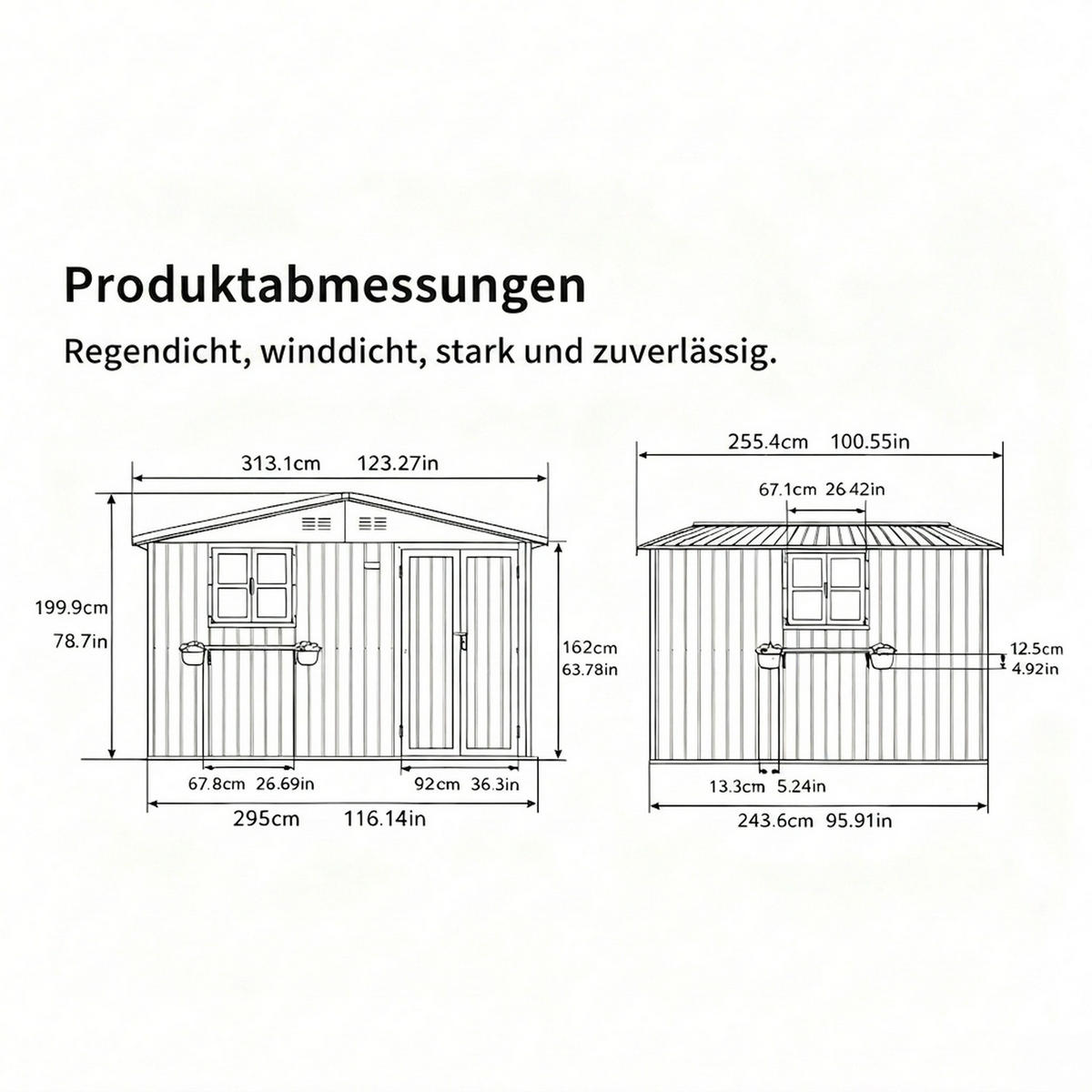 GERÄTEHAUS 295/243.6/199.9 cm Grau (7,19 m²) - Grau, Metall (255.4/199.9/313.1cm) - Oxeza