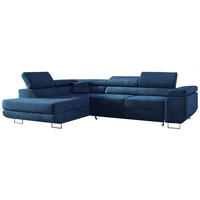 ECKSOFA GUSTAW L Dunkelblau Velvet Links Seite - Silberfarben/Dunkelblau, Textil/Metall (205/275cm) - MKS