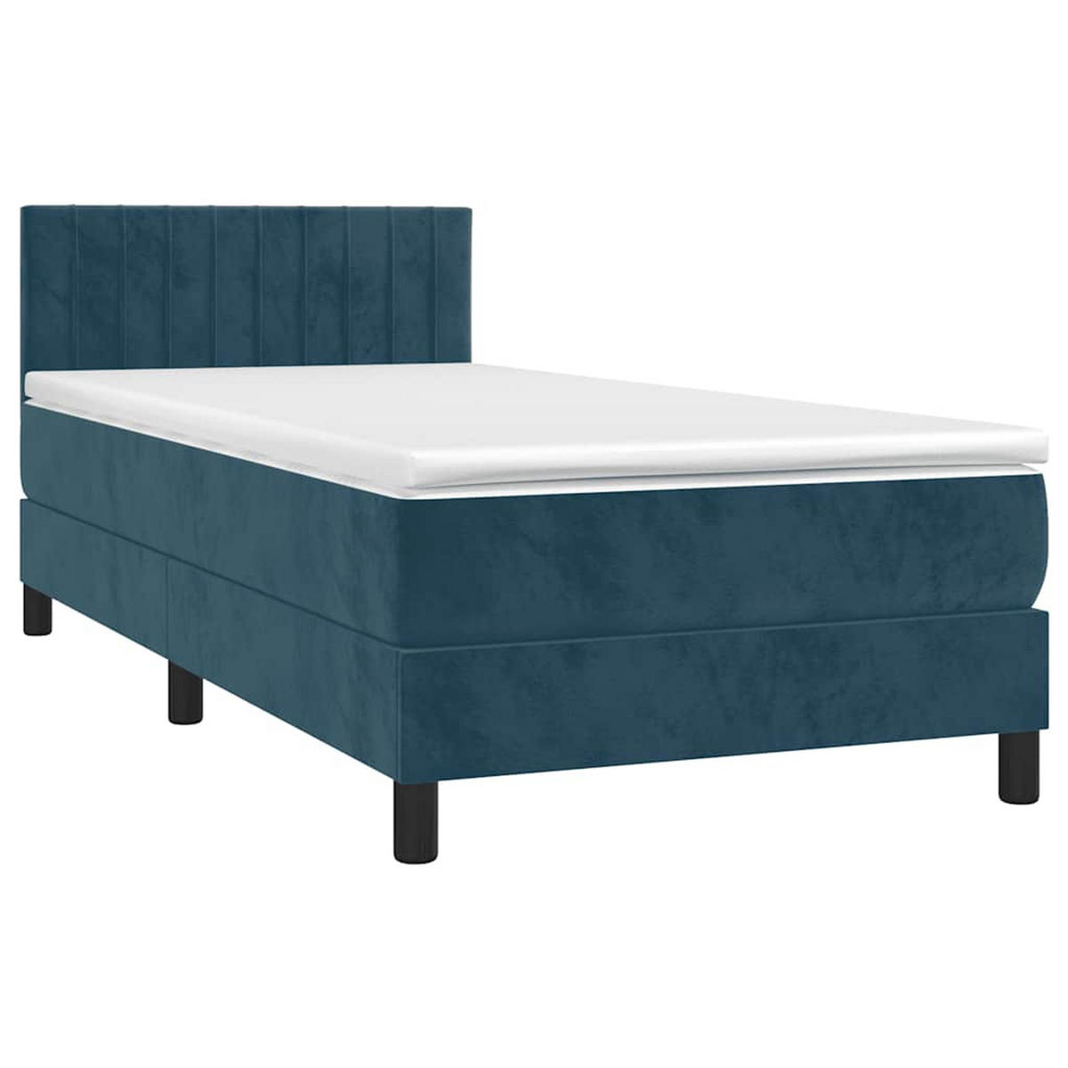 BOXSPRINGBETT 90/200 Cm Blau Samt - Blau, Textil (90/203cm) - vidaXL