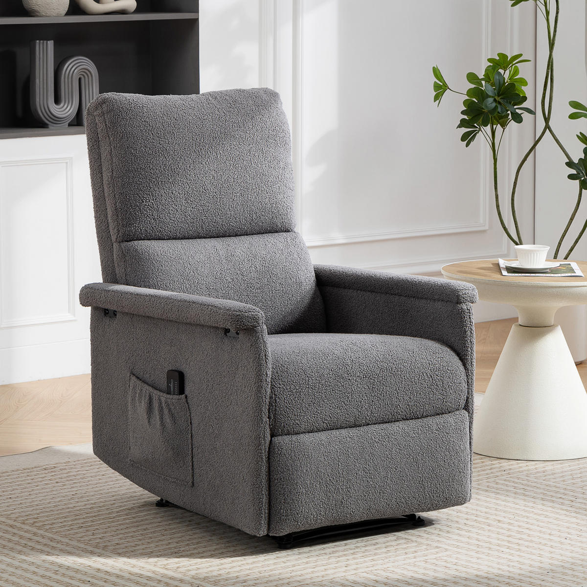 MASSAGESESSEL Grau mit Massagefunktion und Liegefunktion 84/69/99 cm - Hellgrau, Textil (84/99/69cm) - PANGIVO