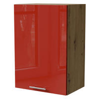 HÄNGESCHRANK Brerra W2/50 Eiche Artisan / RAL 3002 karminrot Hochglanz 50 / 32,5 / 72cm - Rot/Eiche Artisan, Holz/Holzwerkstoff (50/72/32.5cm) - Feldmann-Wohnen