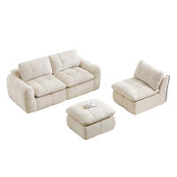 SOFA 264/160/68 cm in Beige aus Chenille mit Ottoman und flexiblem Design - Beige, Textil (160/68/264cm) - Flora Grace
