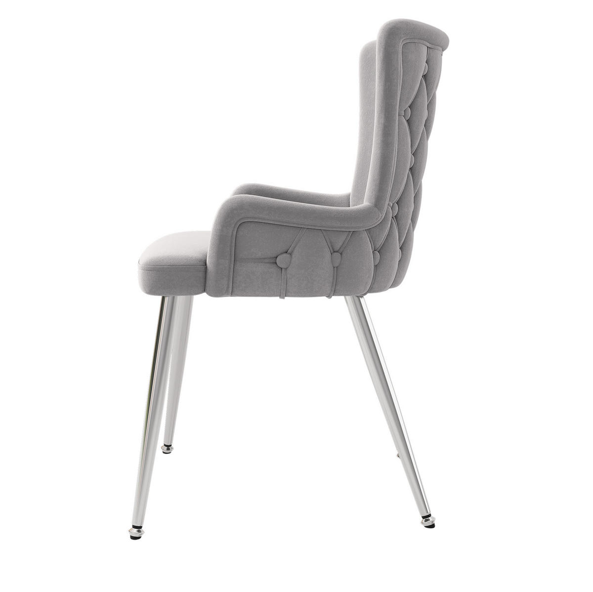 ESSZIMMERSTUHL Samt Grau mit Metallbeinen 2er-Set - Grau, Metall (47/85/49cm) - Meubliv