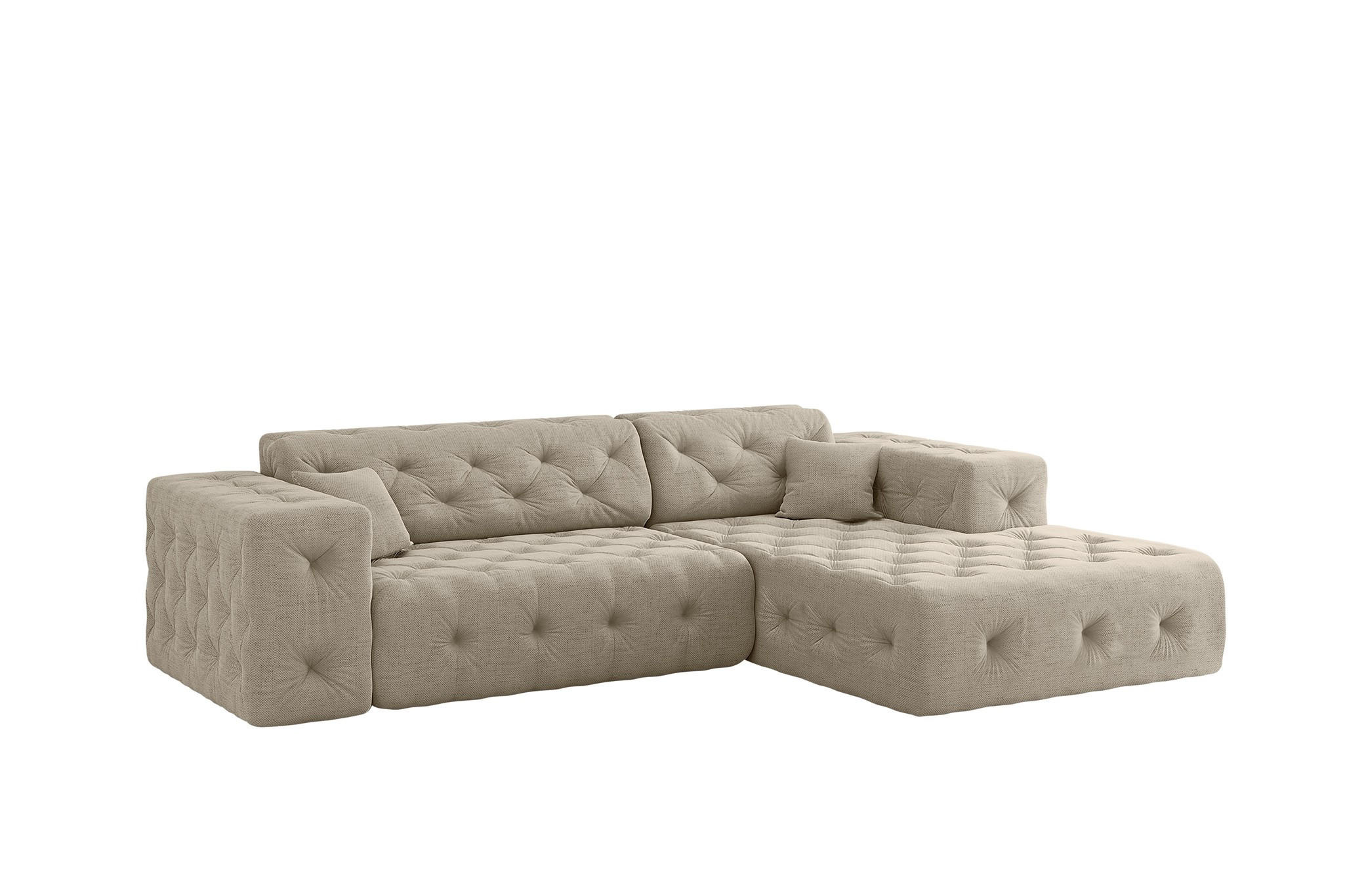 ECKSOFA Chantal In Moly - Beige, Holzwerkstoff/Textil (266/171cm) - Fun Möbel
