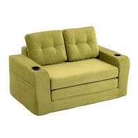 2-SITZER SOFA Cord Olive mit Getränkehaltern und Seitentaschen - Grün, Textil (136/82.5/80cm) - WISHDOR
