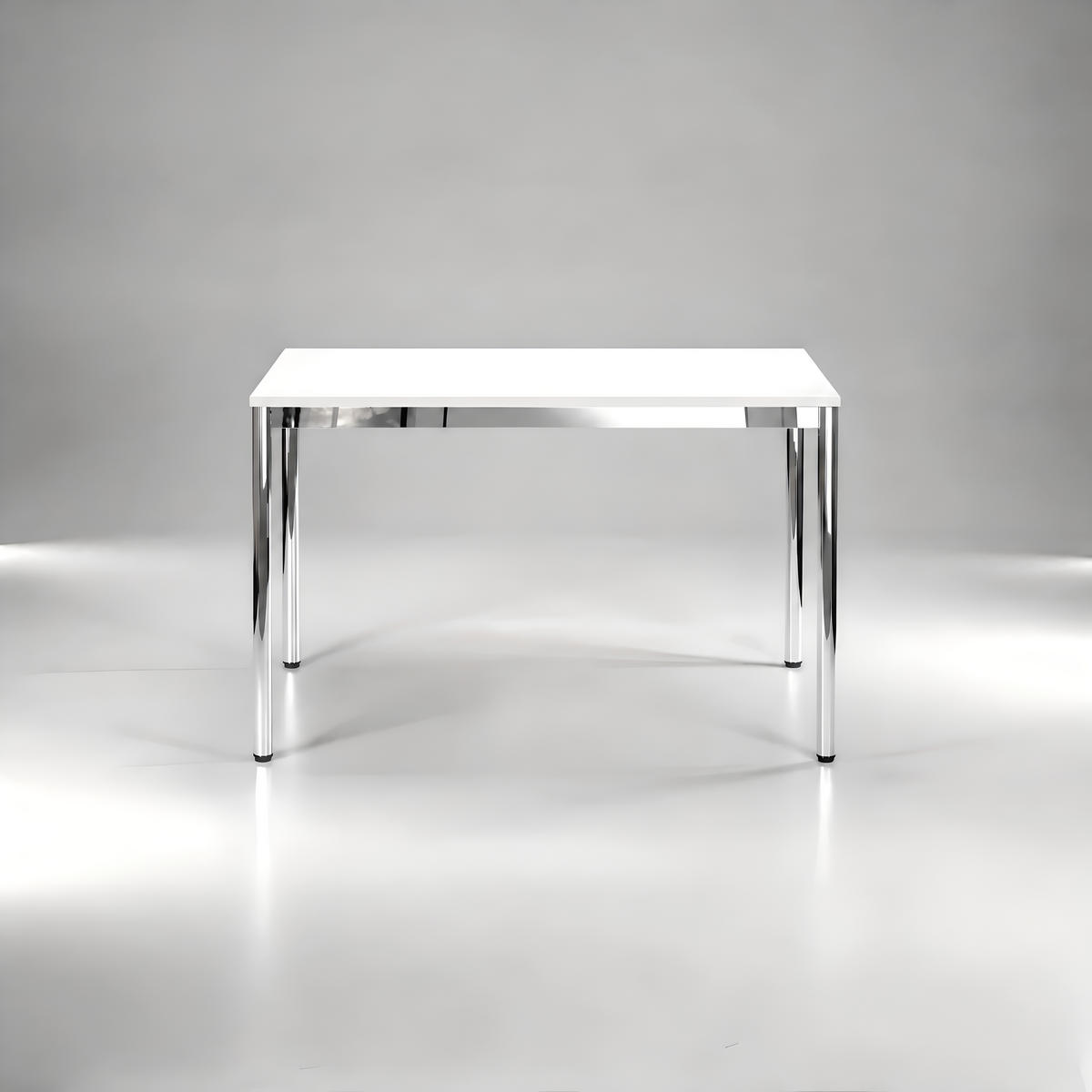 SCHREIBTISCH VST1 100 x 70 cm Weiß – höhenverstellbar - Chromfarben/Weiß, Holzwerkstoff (100/70/75.5cm) - Versee