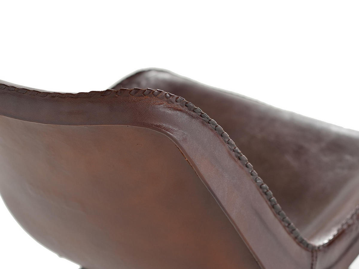 STUHL im Industriestil, gepolstert mit Naturleder - Braun, Fell (45/83/54cm) - Giner y Colomer