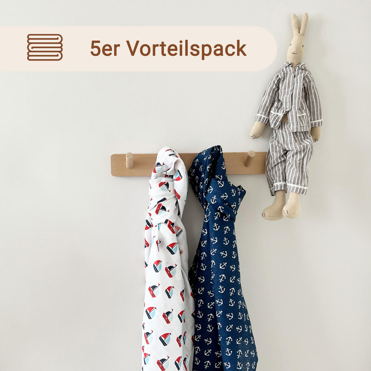 SPUCKTÜCHER, 5er-Set, 80x80 cm, 100% Baumwolle, bunt - Multicolor, Textil (80/80cm) - Zollner