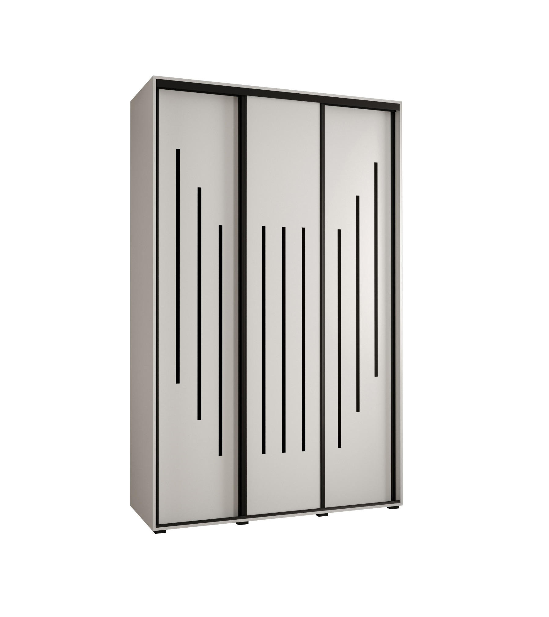 Abiks Möbel Schwebetürenschrank Weiß, Weiß, Schwarz 160x235x60 cm