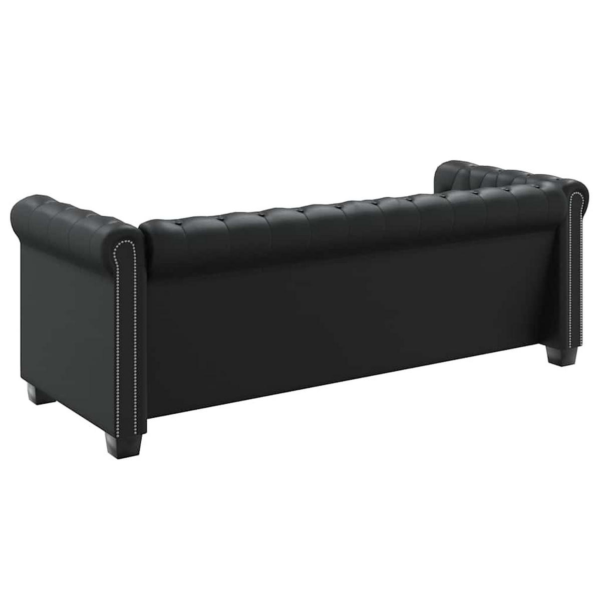 CHESTERFIELD-SOFAS 2-Sitzer Und 3-Sitzer Kunstleder Schwarz - Schwarz, Leder (145.5/70/76cm) - vidaXL