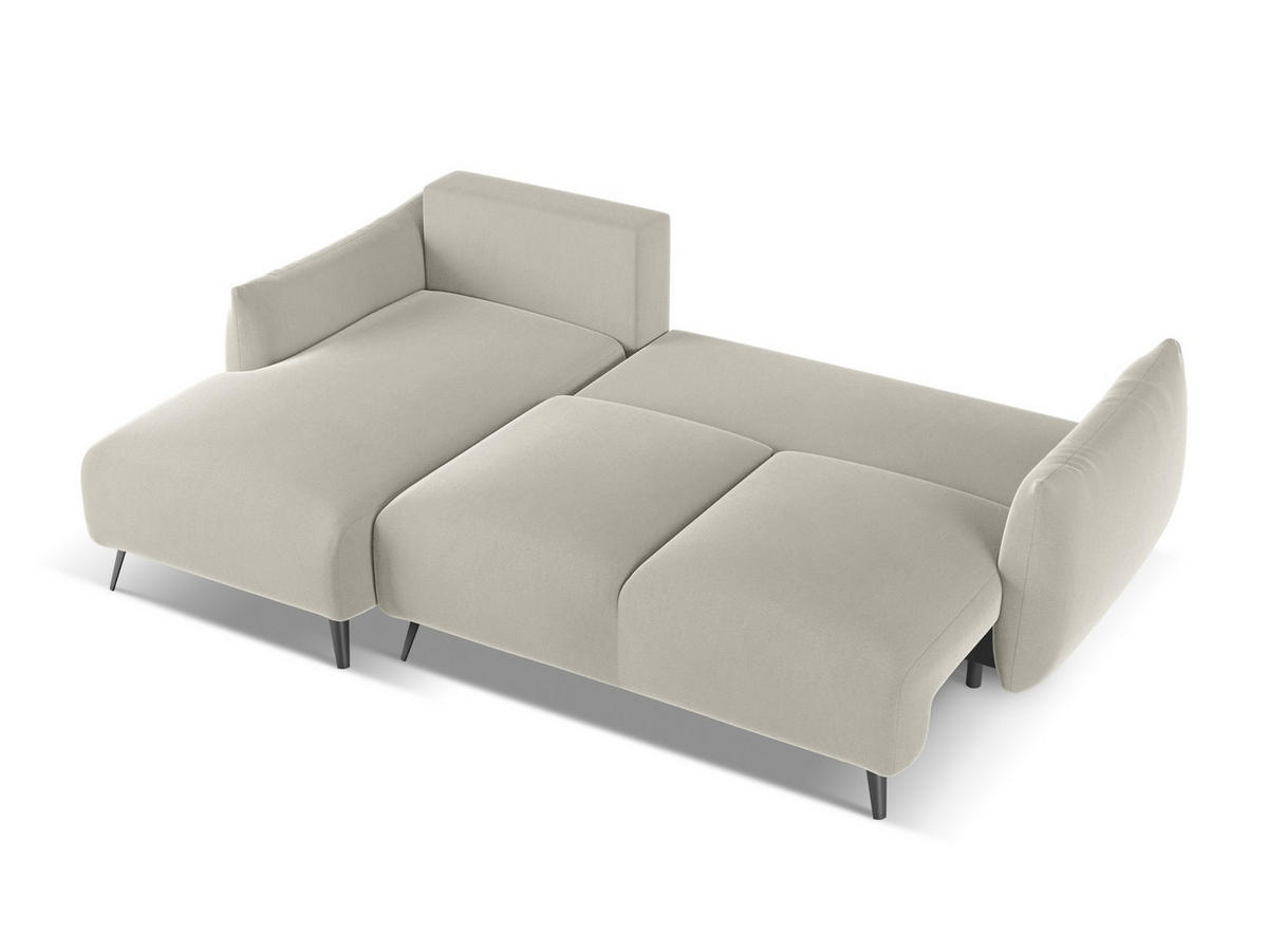 ECKSOFA mit Schlaffunktion Samt Stoff Creme - Perlmutt/Creme, Textil/Metall (162/242cm) - Makamii
