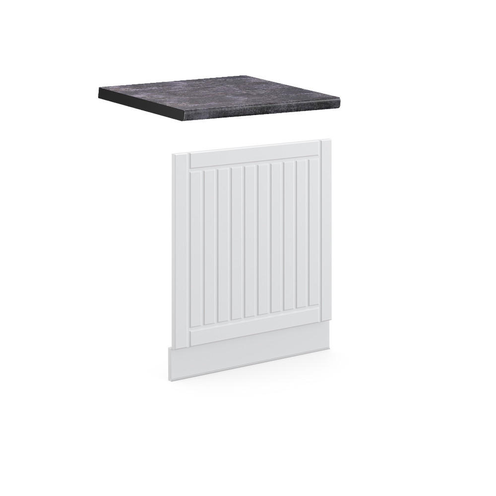 FRONTBLENDE Fame-Line Weiß Landhaus 60 cm, AP Anthrazit - Creme/Weiß, Holzwerkstoff (60/67.4/1.6cm) - Vicco