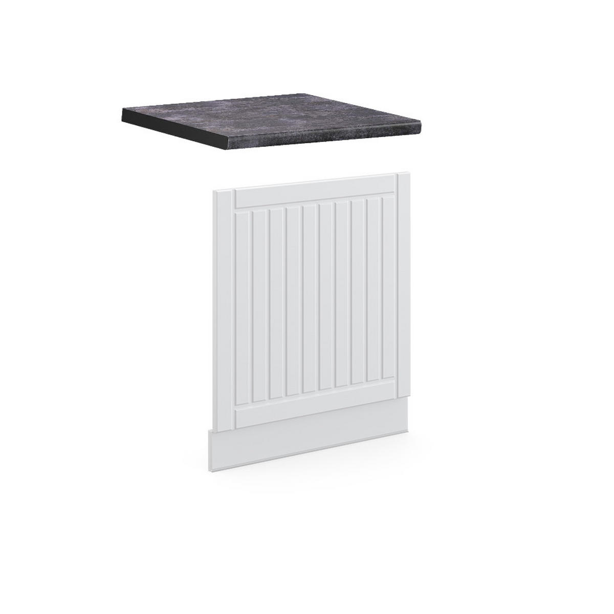 FRONTBLENDE Fame-Line Weiß Landhaus 60 cm, AP Anthrazit - Creme/Weiß, Holzwerkstoff (60/67.4/1.6cm) - Vicco