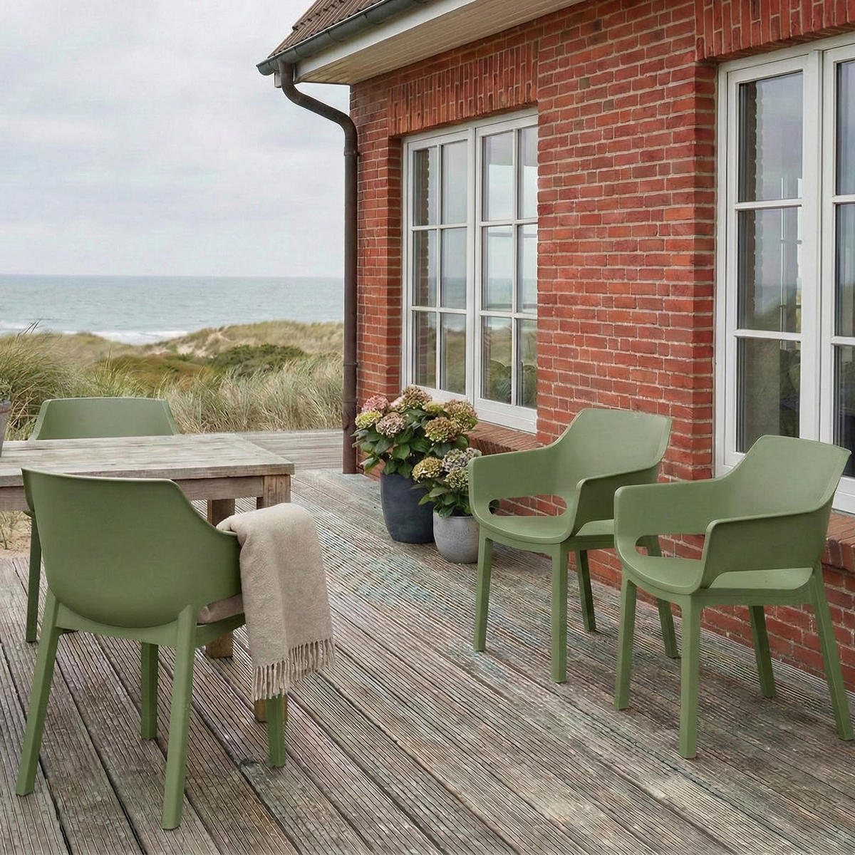 GARTENSTUHL Kunststoff Oliv - Olivgrün, Kunststoff (60/90/65cm) - CLP