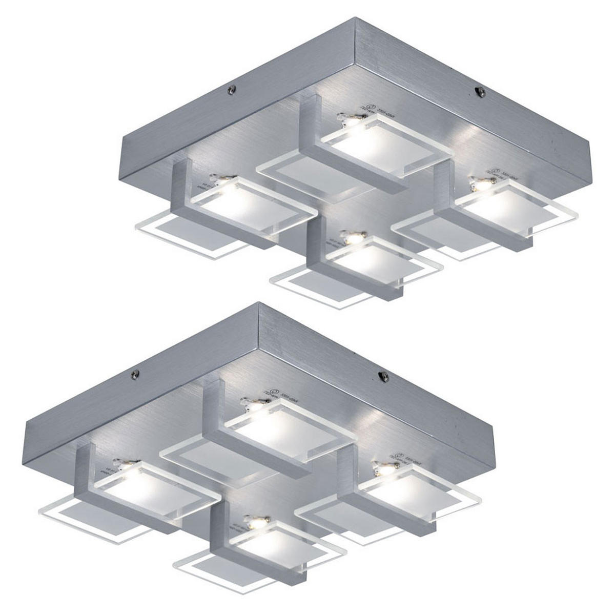 LED DECKENLEUCHTE ENISA Silber Metall Glas klar satiniert 2er Set - Silberfarben, Glas (26/26/7.8cm) - Globo Lighting