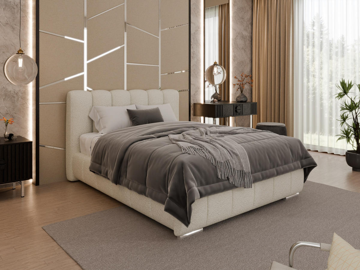 POLSTERBETT Zaira 140x200cm – Elegantes Polsterbett für modernen Wohnstil , ohne matratze, creme - Creme, Holz (140/200cm) - Panda Möbel