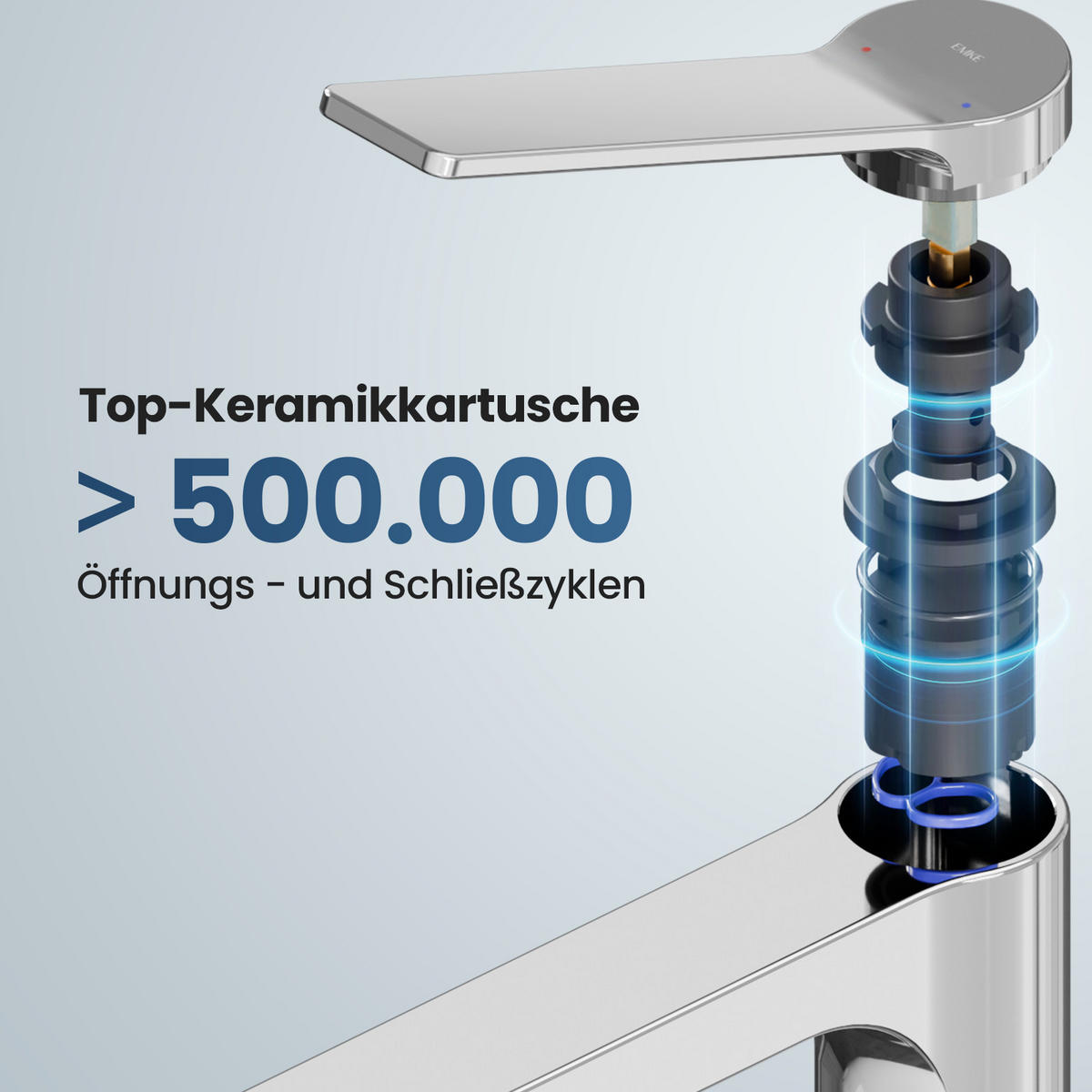 WASCHTISCHARMATUR mit Spulen-Zertifiziertem Filterelement Verchromt - Chromfarben, Metall (17.3/4.6/19.5cm) - EMKE