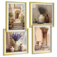 BILDER SET 4er Set - 50x50 cm & 40x60 cm Goldrahmen - Lavendelblüten und Architektur - Goldfarben, Kunststoff (50/50cm) - TULUP