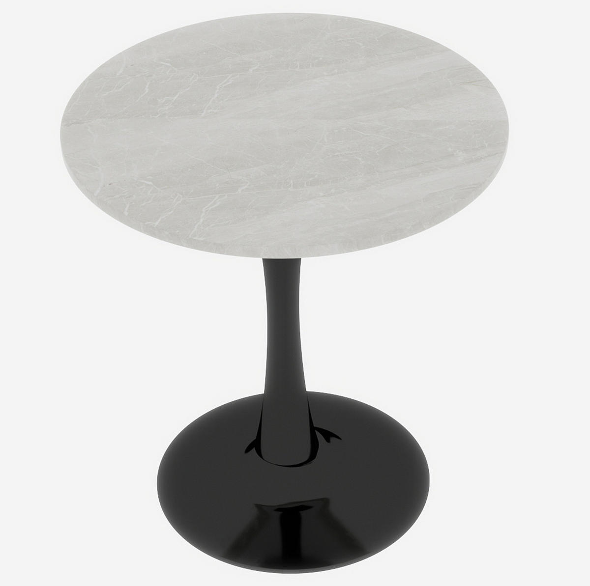 COUCHTISCH 70.1 cm schwarz/weiß aus Kunstmarmor mit runder Tischplatte - Schwarz, Stein (70/70/72cm) - OKMYHOME