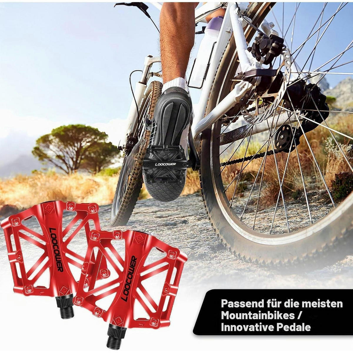 FAHRRADPEDALE Aluminiumlegierung Rot 9/16 Zoll Set - Rot, Metall (10/2.5/12cm)