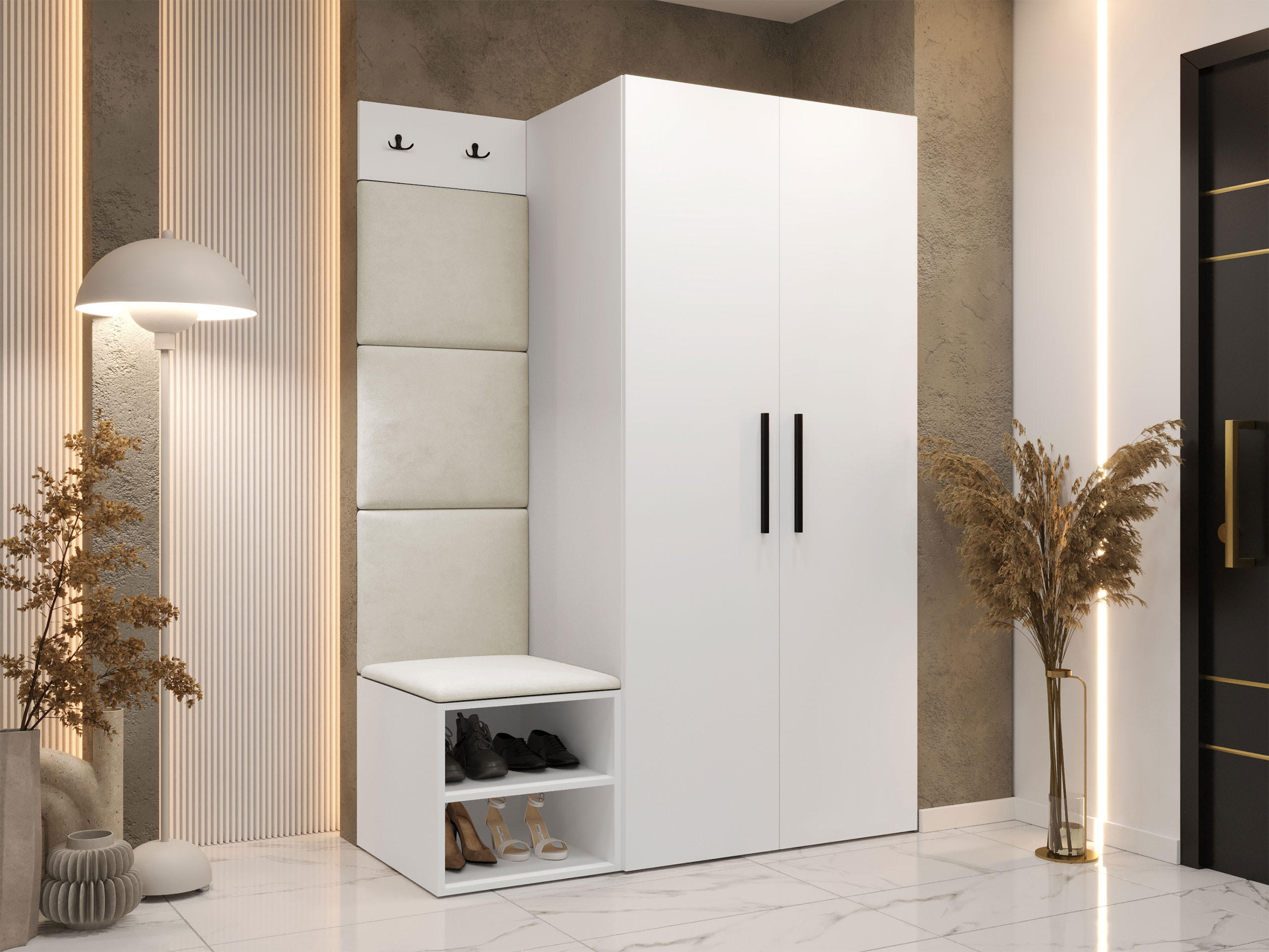 GARDEROBEN-SET Medi IV - Beige/Schwarz, Holzwerkstoff/Kunststoff (80/191/50cm) - MIRJAN24