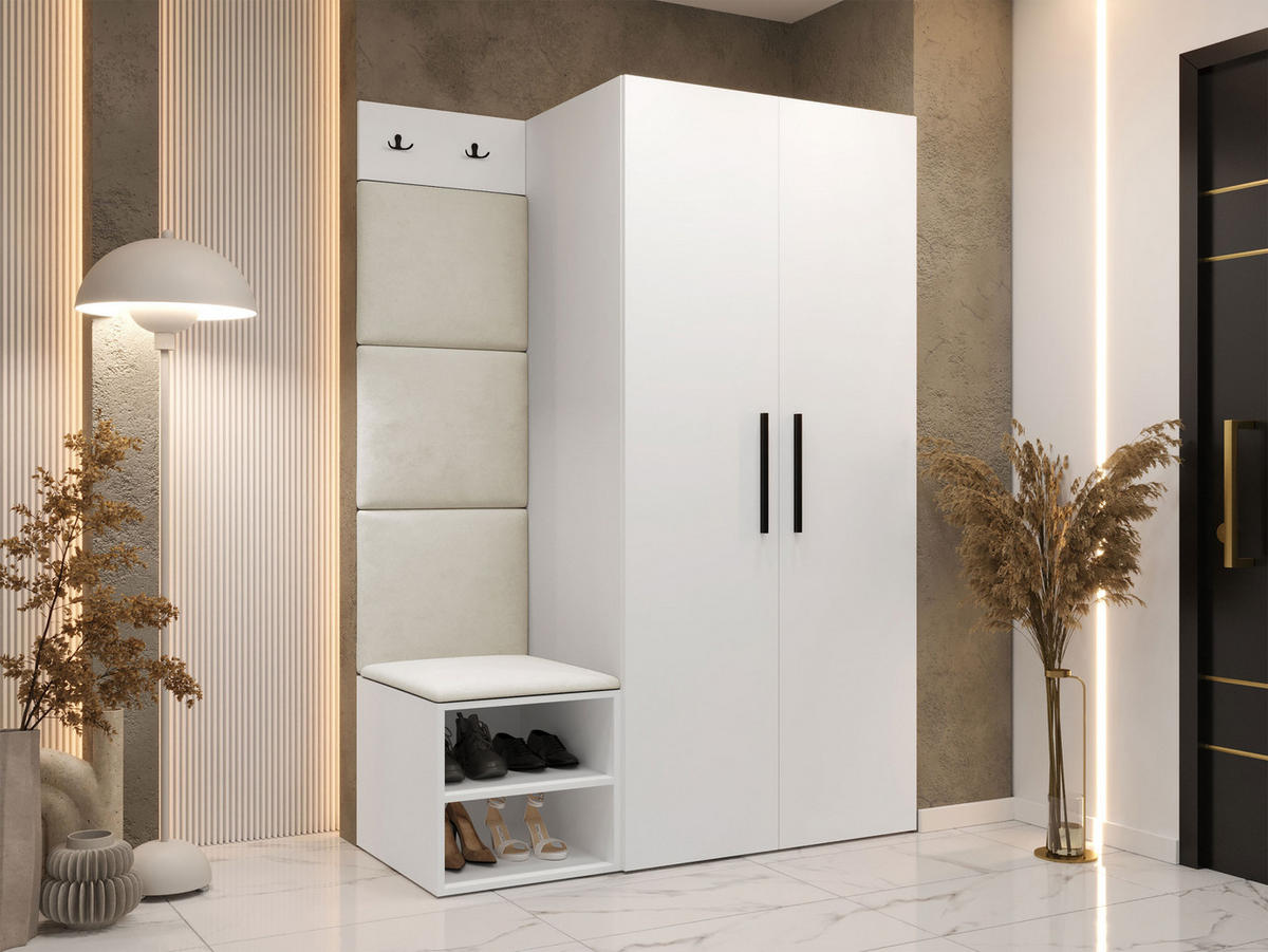 GARDEROBEN-SET Medi IV - Beige/Schwarz, Holzwerkstoff/Kunststoff (80/191/50cm) - MIRJAN24