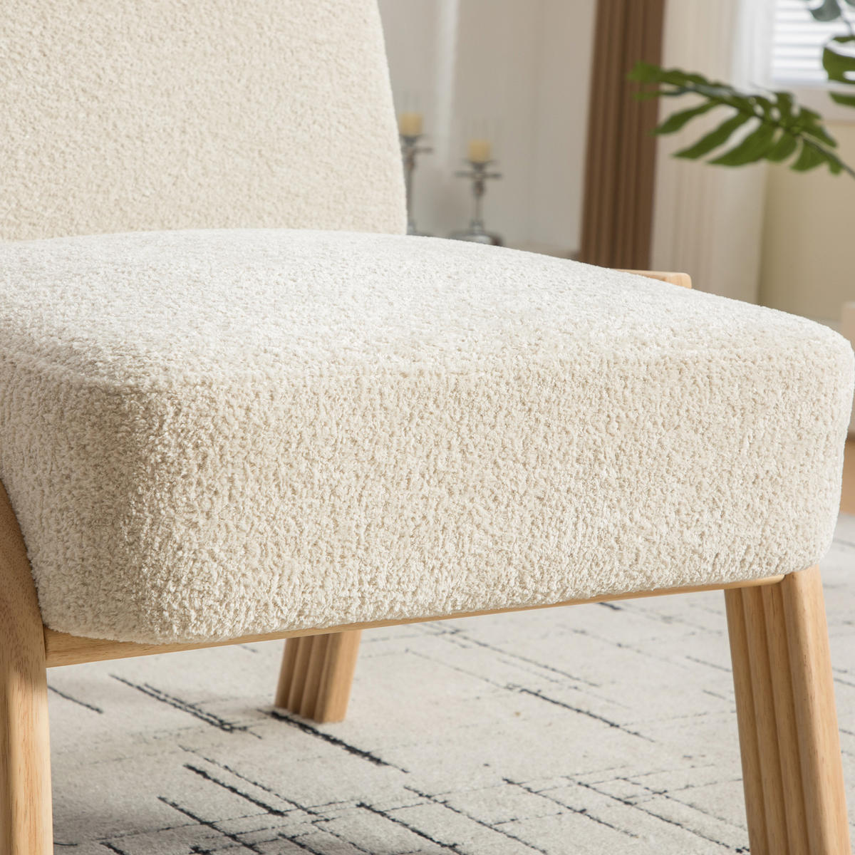 LOUNGESESSEL Chenille-Bezug mit Holzgestell, DE-42395, Beige - Beige, Holzwerkstoff (61/78/72cm) - ComfortXL