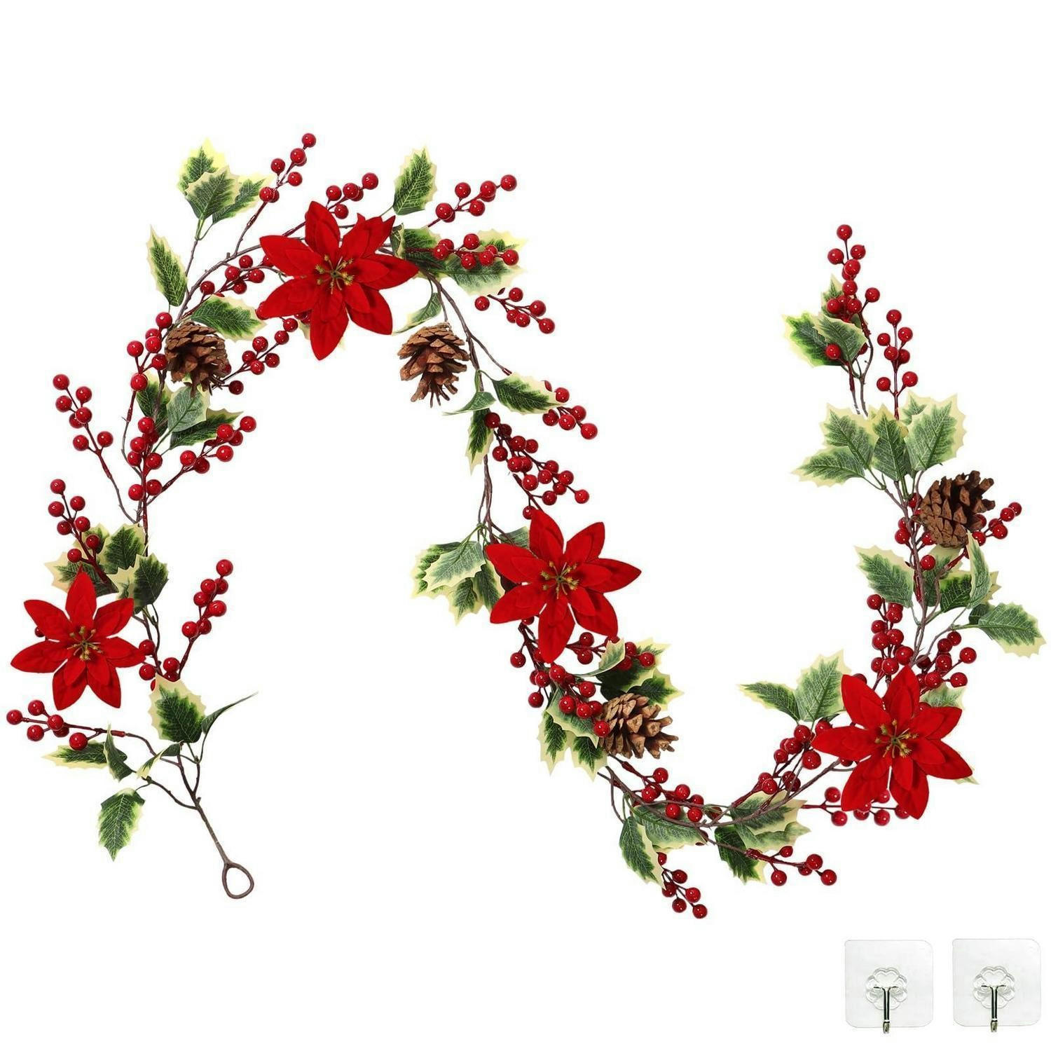 GIRLANDE mit roten Beeren und Tannenzapfen 190 cm - Multicolor, Kunststoff (190cm)