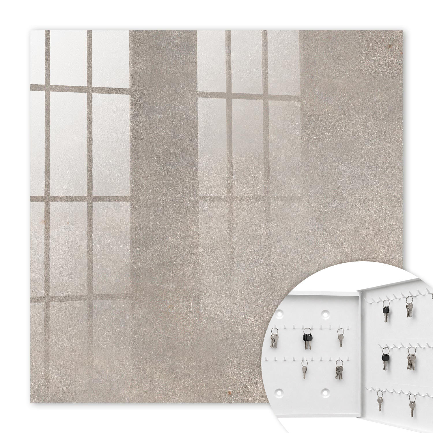 SCHLÜSSELBOX Weiß 30x30 cm – Türöffnung nach rechts - Elegante Textur - Grau, Metall (30/30/5cm) - TULUP