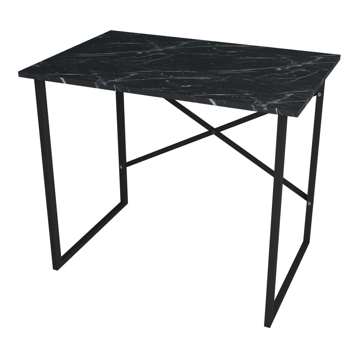 SCHREIBTISCH Tjeldsund - Schwarz, Holzwerkstoff/Metall (60/90/75cm) - [en.casa]