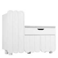 SCHUHSCHRANK 90/35/74,5 cm in Weiß mit Sitzpolster und Schublade - Weiß, Holzwerkstoff (90/74.5/35cm) - Flora Grace