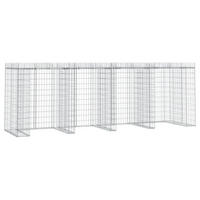 4ER Gabionen Mülltonnenbox ESOL mit Dach | 120x350x91cm | Für 4 Tonnen - Silberfarben, Metall (350/120/91cm) - DELUKE