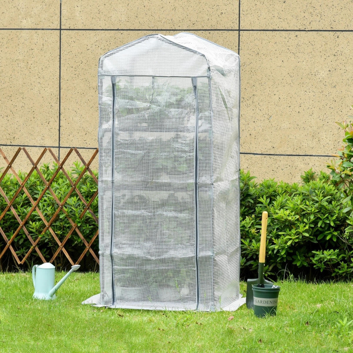 GEWÄCHSHAUS Mini 70x50x160 cm 4 Regale weiß - Weiß, Kunststoff (70/160/50cm) - Fortuna Lai