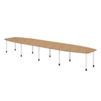 KONFERENZTISCH XXL KT52 130/520/74 cm in Wildeiche/Füße in Weiß - Wildeiche/Weiß, Holzwerkstoff (130/520/74cm) - bümö