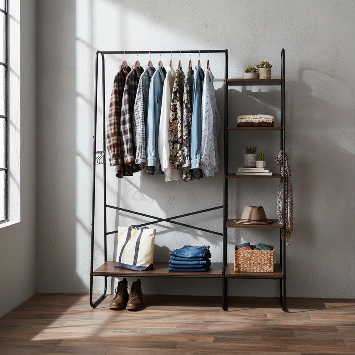 KLEIDERSTÄNDER - Multicolor, Holzwerkstoff/Metall (120/160/45cm) - Relaxdays