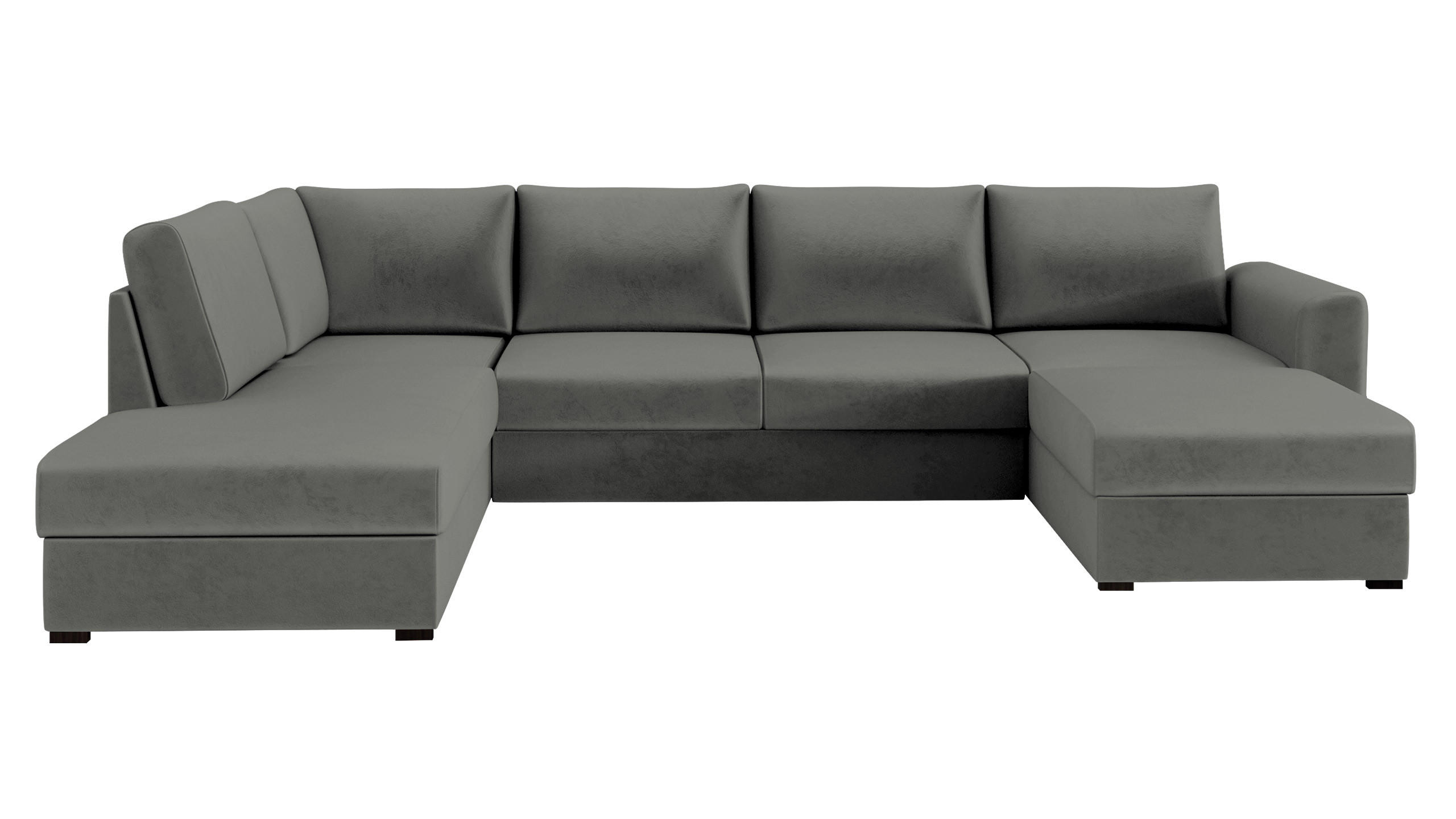 WOHNLANDSCHAFT Wilma, Seite: Links - Greige/Schwarz, Holz/Textil (305/85/188cm) - MIRJAN24