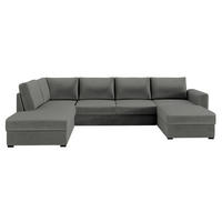 WOHNLANDSCHAFT Wilma, Seite: Links - Greige/Schwarz, Holz/Textil (305/85/188cm) - MIRJAN24