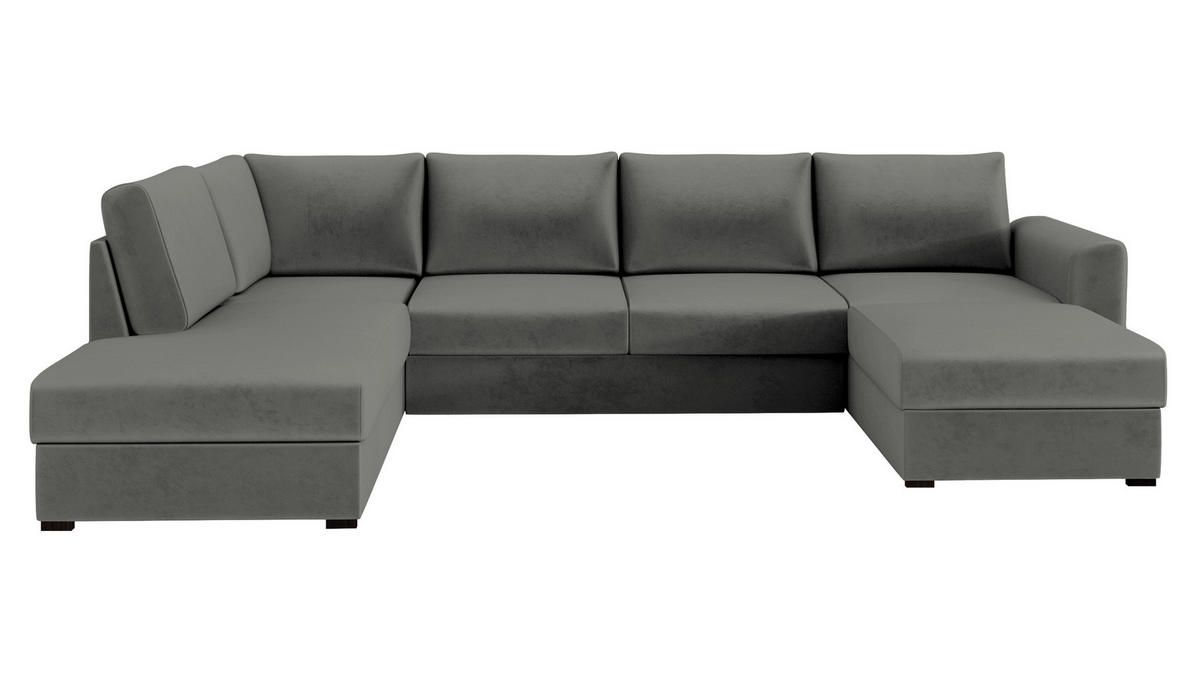 WOHNLANDSCHAFT Wilma, Seite: Links - Greige/Schwarz, Holz/Textil (305/85/188cm) - MIRJAN24