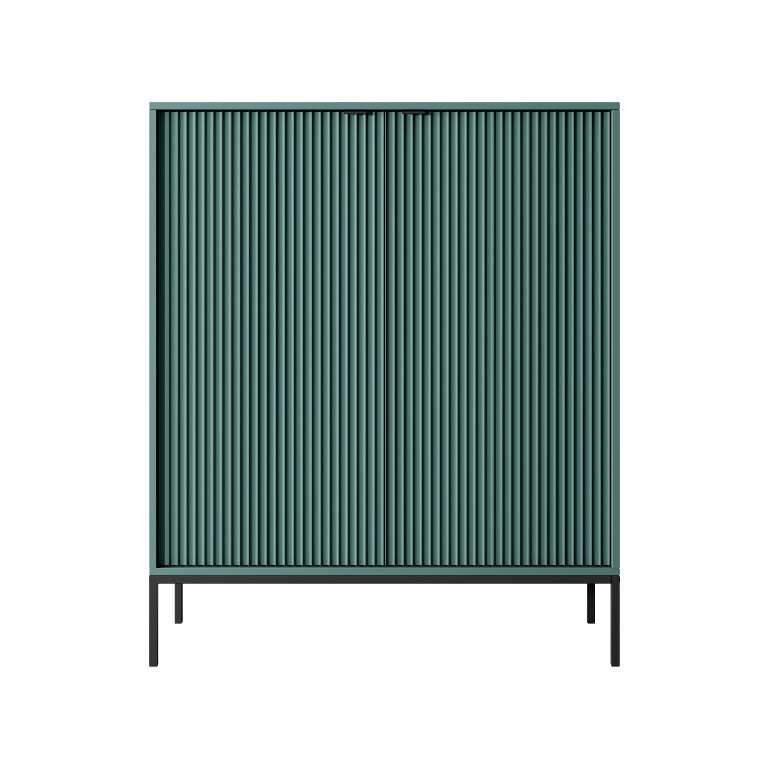 HIGHBOARD STELLARE 104/125/39 cm mit 2 Türen Hellgrün - Schwarz/Hellgrün, Holzwerkstoff (104/125/39cm) - MASSENO